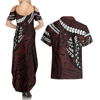 Polynesian Girl Tribal Tattoo Couples Matching Summer Maxi Dress and Hawaiian Shirt Oxbood Vibe