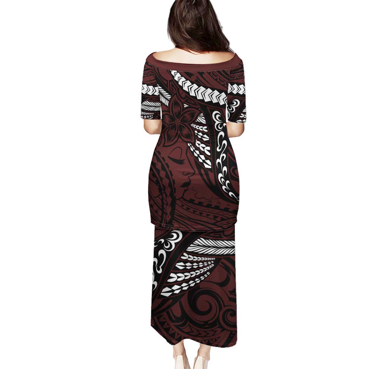 Polynesian Girl Tribal Tattoo Family Matching Puletasi and Hawaiian Shirt Oxbood Vibe