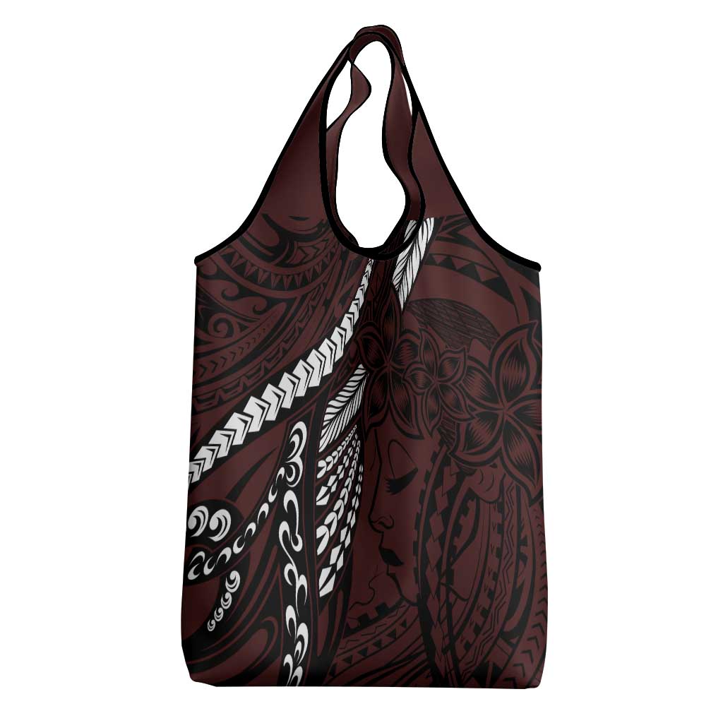 Polynesian Girl Tribal Tattoo Grocery Bag Oxbood Vibe