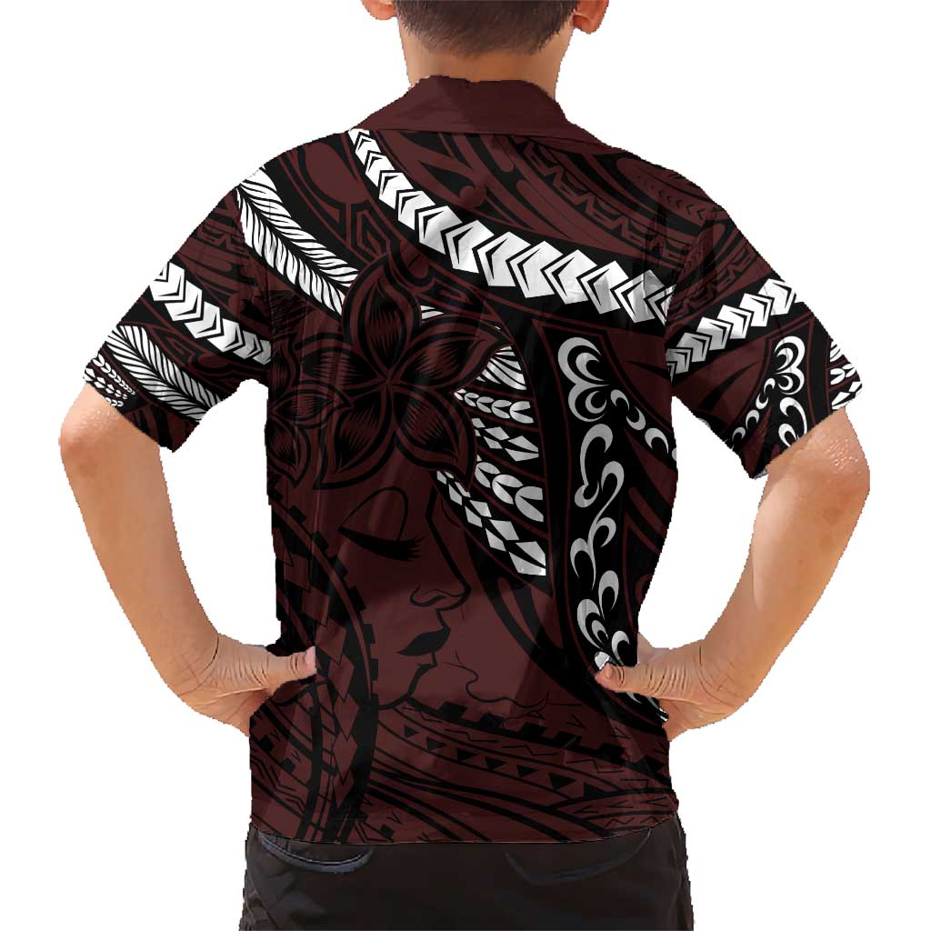 Polynesian Girl Tribal Tattoo Kid Hawaiian Shirt Oxbood Vibe LT9 - Polynesian Pride