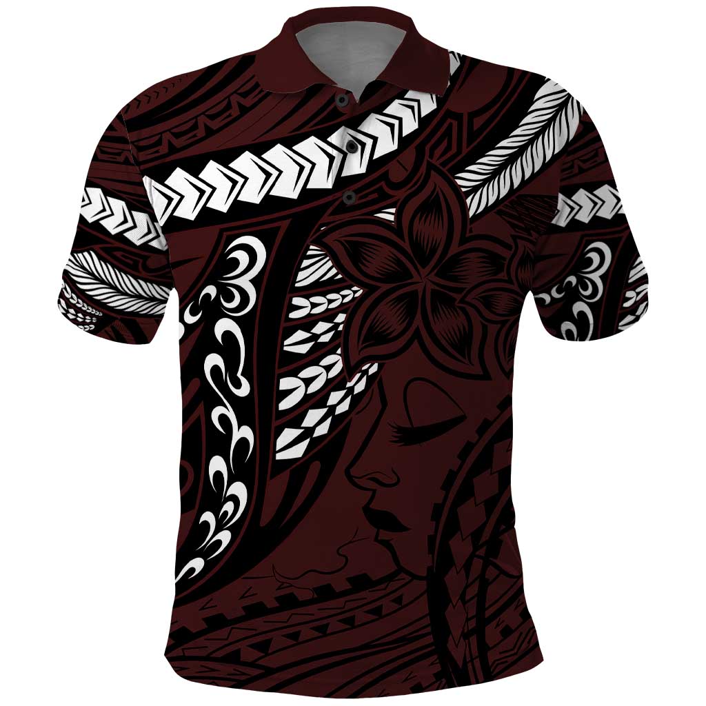 Polynesian Girl Tribal Tattoo Polo Shirt Oxbood Vibe LT9 Oxblood - Polynesian Pride