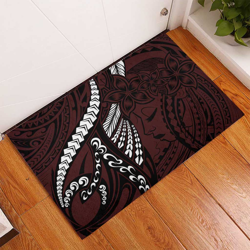 Polynesian Girl Tribal Tattoo Rubber Doormat Oxbood Vibe