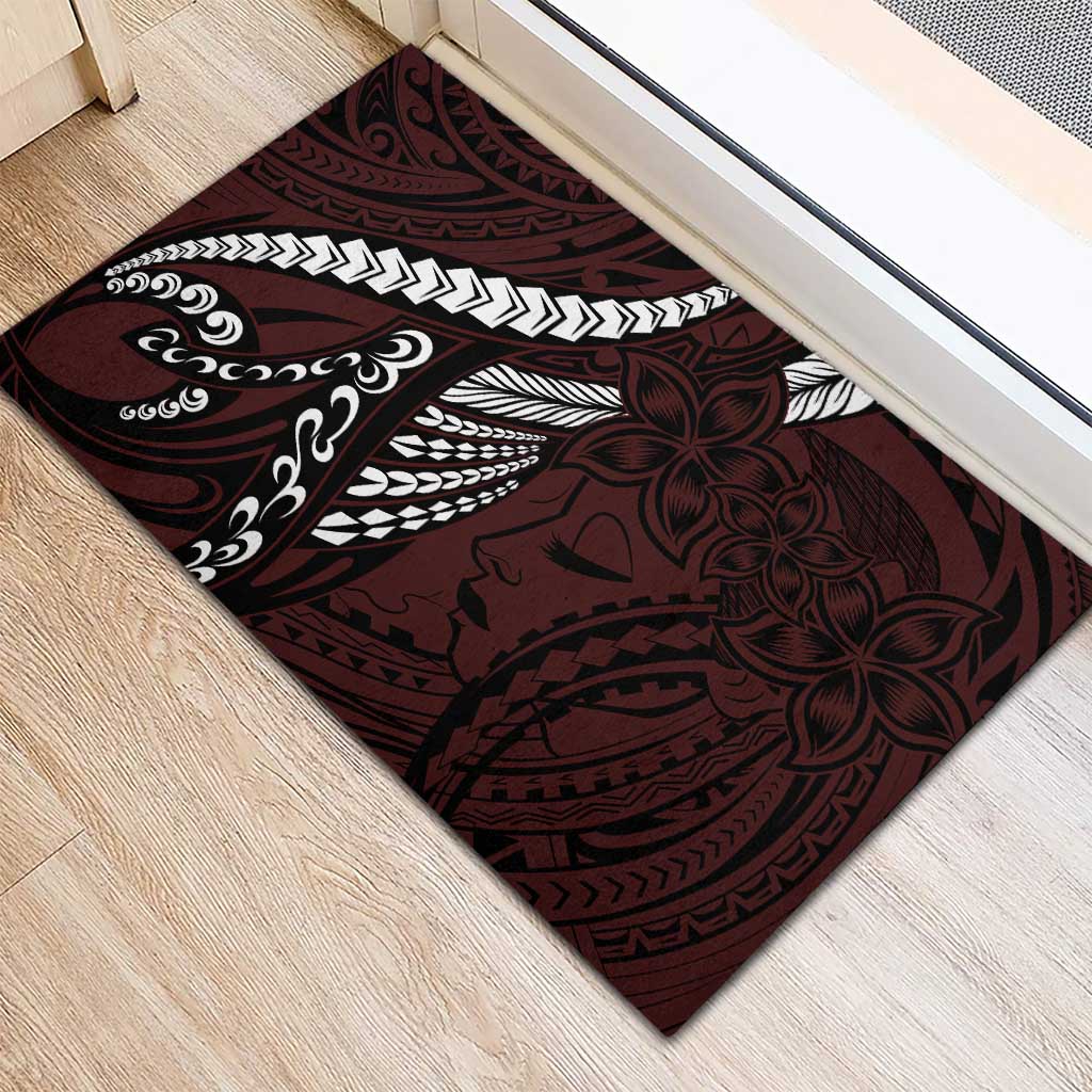 Polynesian Girl Tribal Tattoo Rubber Doormat Oxbood Vibe