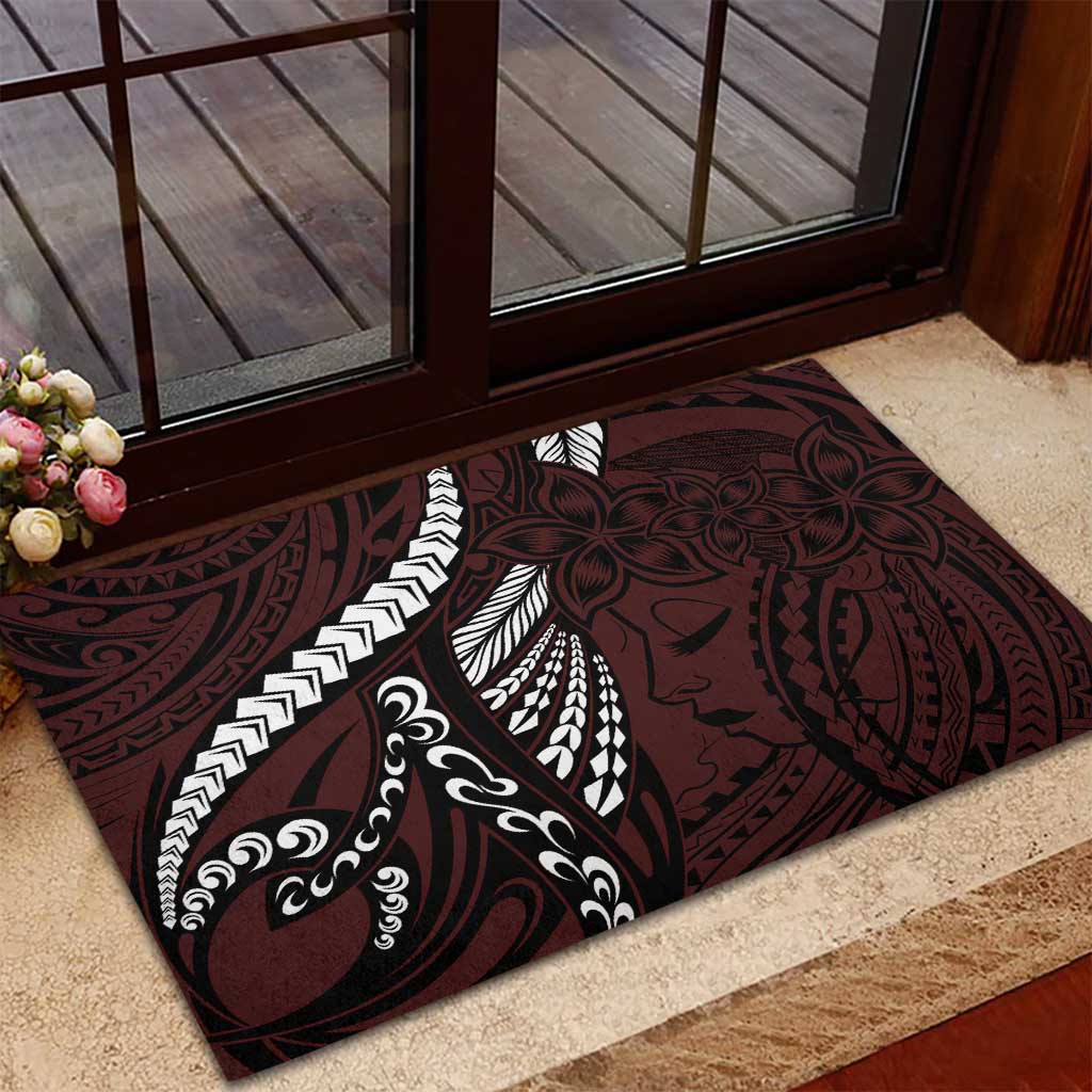 Polynesian Girl Tribal Tattoo Rubber Doormat Oxbood Vibe
