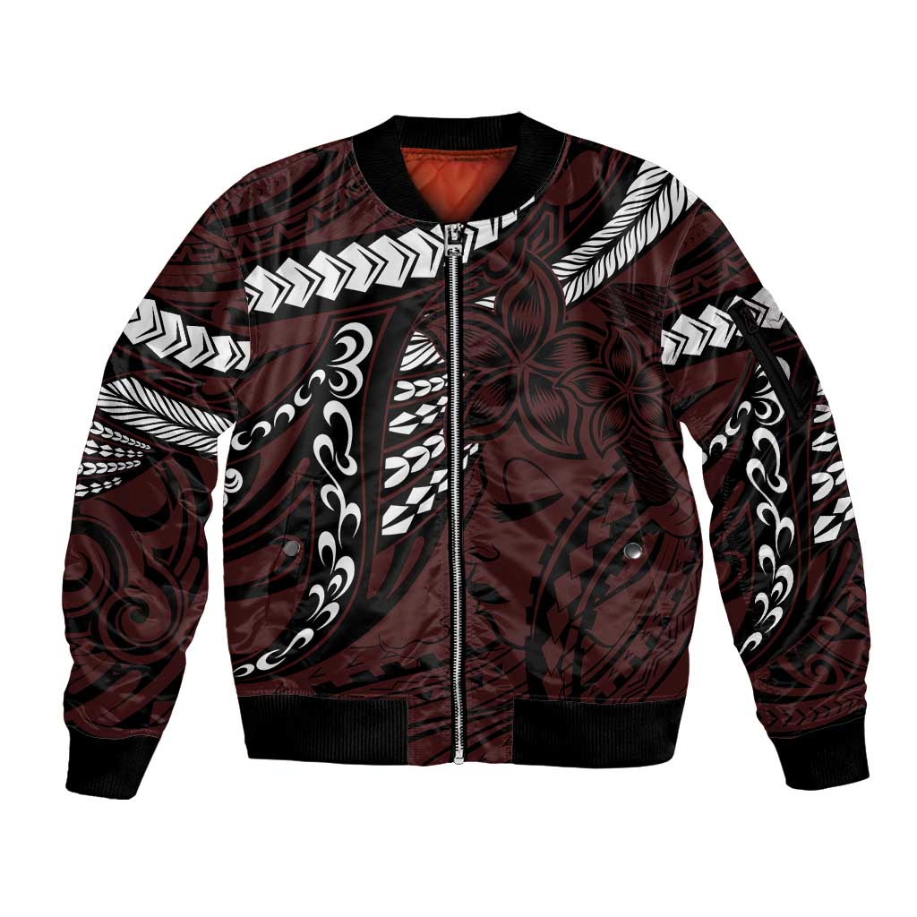 Polynesian Girl Tribal Tattoo Sleeve Zip Bomber Jacket Oxbood Vibe