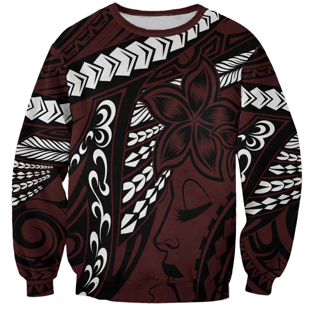 Polynesian Girl Tribal Tattoo Sweatshirt Oxbood Vibe LT9 Unisex Oxblood - Polynesian Pride