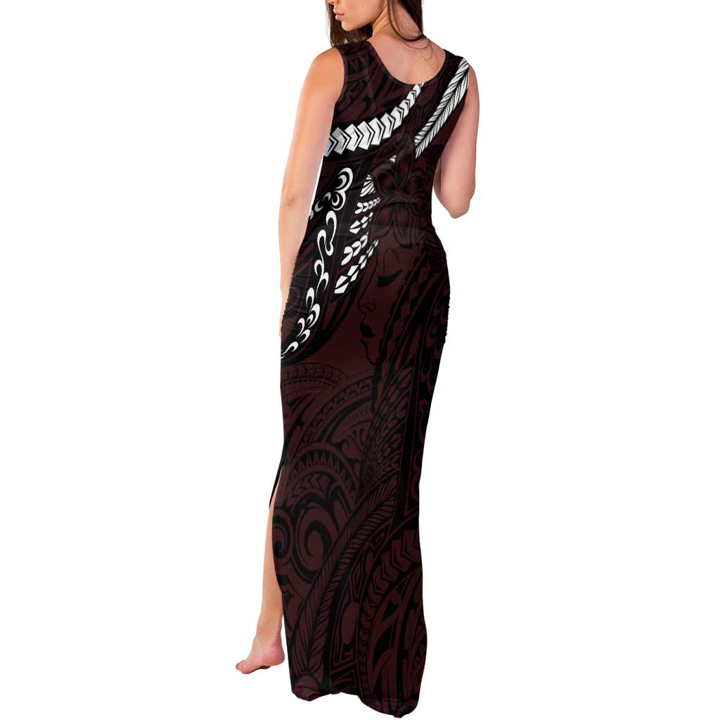 Polynesian Girl Tribal Tattoo Tank Maxi Dress Oxbood Vibe