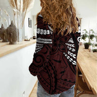 Polynesian Girl Tribal Tattoo Women Casual Shirt Oxbood Vibe