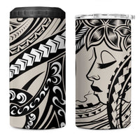 Polynesian Girl Tribal Tattoo 4 in 1 Can Cooler Tumbler Beige Vibe