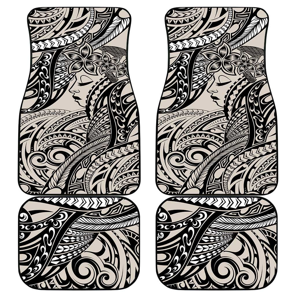 Polynesian Girl Tribal Tattoo Car Mats Beige Vibe