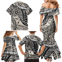 Polynesian Girl Tribal Tattoo Family Matching Mermaid Dress and Hawaiian Shirt Beige Vibe