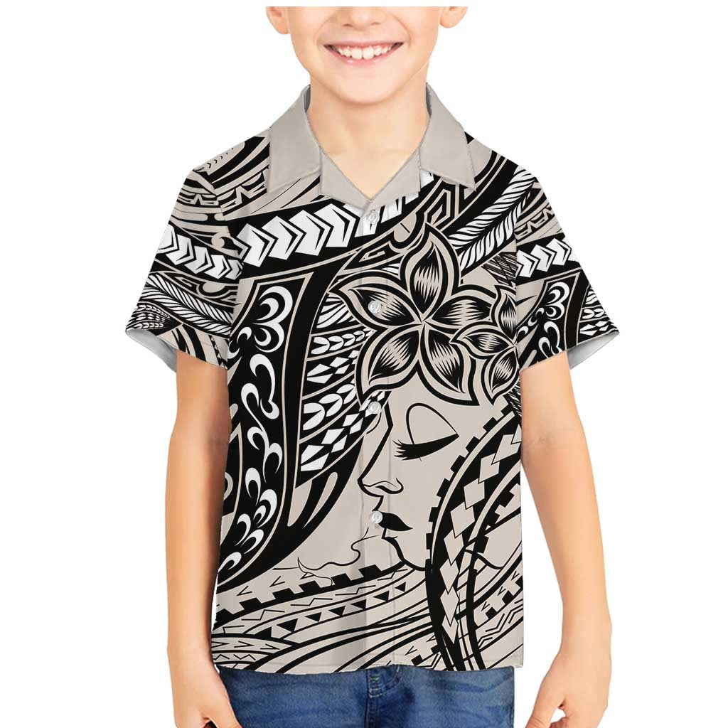 Polynesian Girl Tribal Tattoo Family Matching Mermaid Dress and Hawaiian Shirt Beige Vibe