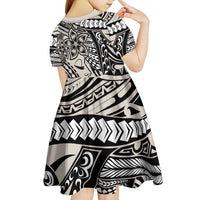 Polynesian Girl Tribal Tattoo Kid Short Sleeve Dress Beige Vibe LT9 - Polynesian Pride