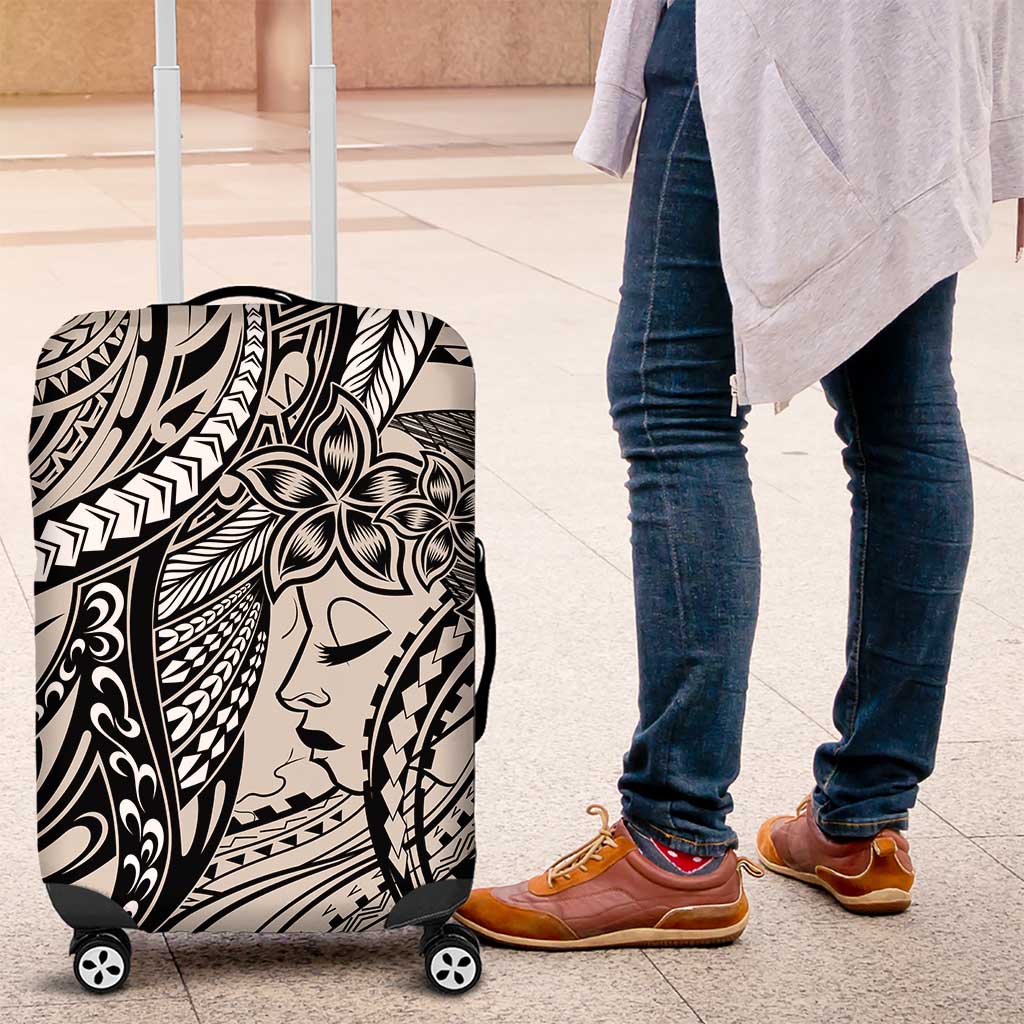 Polynesian Girl Tribal Tattoo Luggage Cover Beige Vibe LT9 Beige - Polynesian Pride