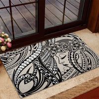 Polynesian Girl Tribal Tattoo Rubber Doormat Beige Vibe