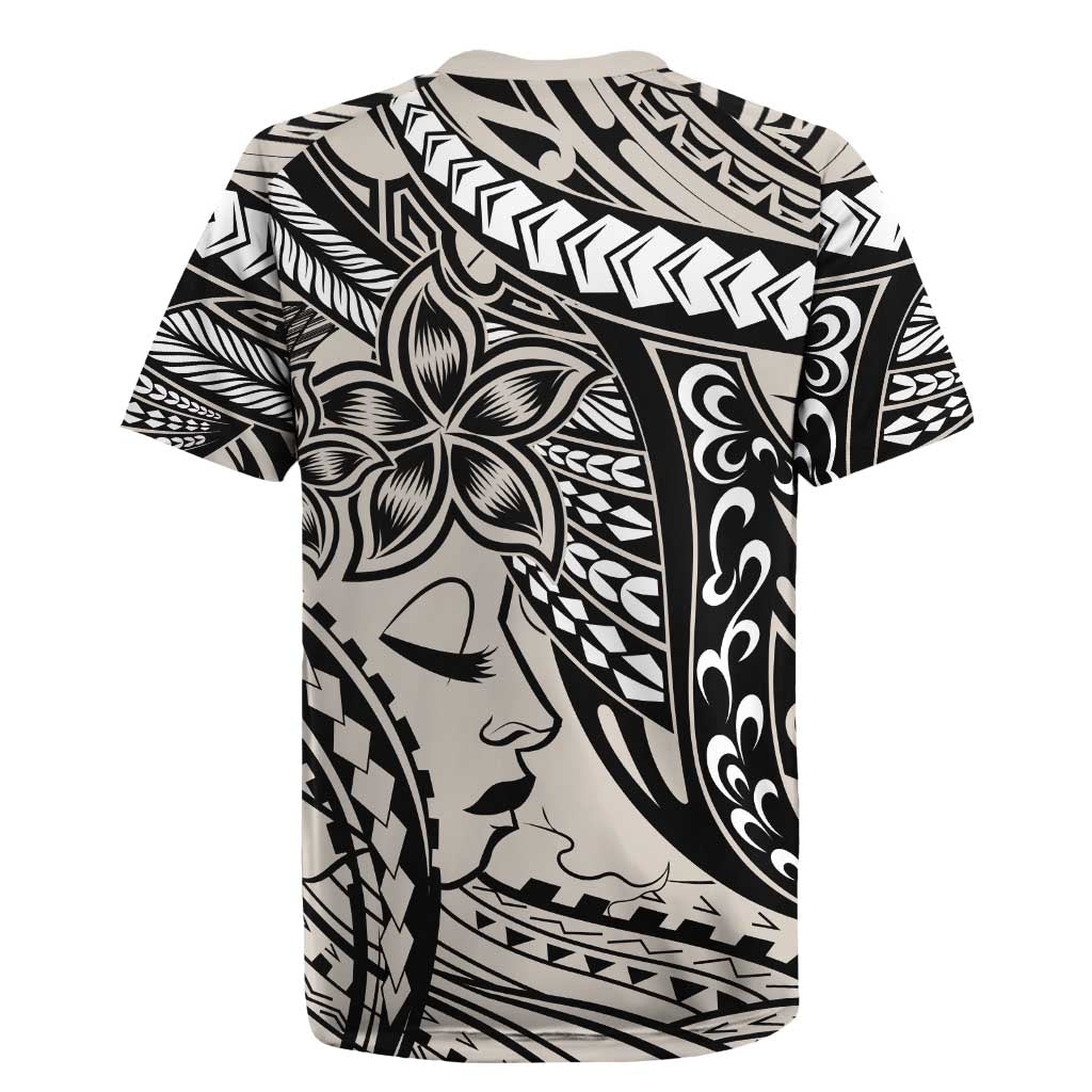Polynesian Girl Tribal Tattoo Rugby Jersey Beige Vibe