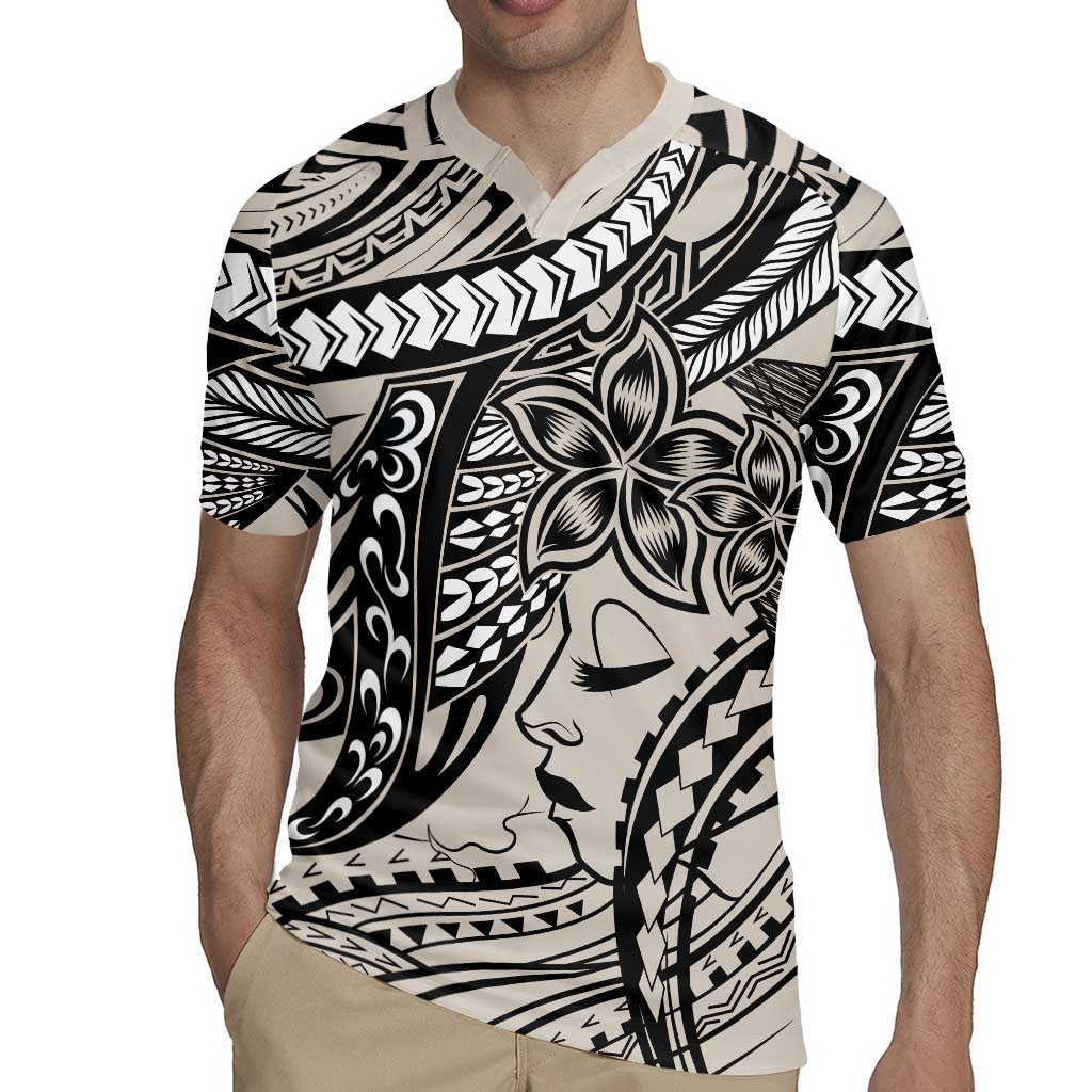 Polynesian Girl Tribal Tattoo Rugby Jersey Beige Vibe