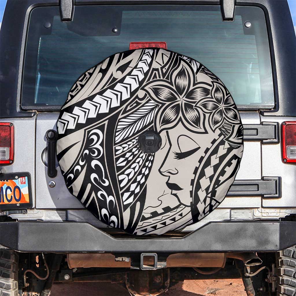 Polynesian Girl Tribal Tattoo Spare Tire Cover Beige Vibe LT9 Beige - Polynesian Pride