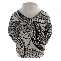 Polynesian Girl Tribal Tattoo Zip Hoodie Beige Vibe