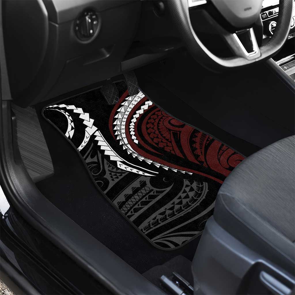 Polynesian Oxblood Line Art Tribal Tattoo Car Mats