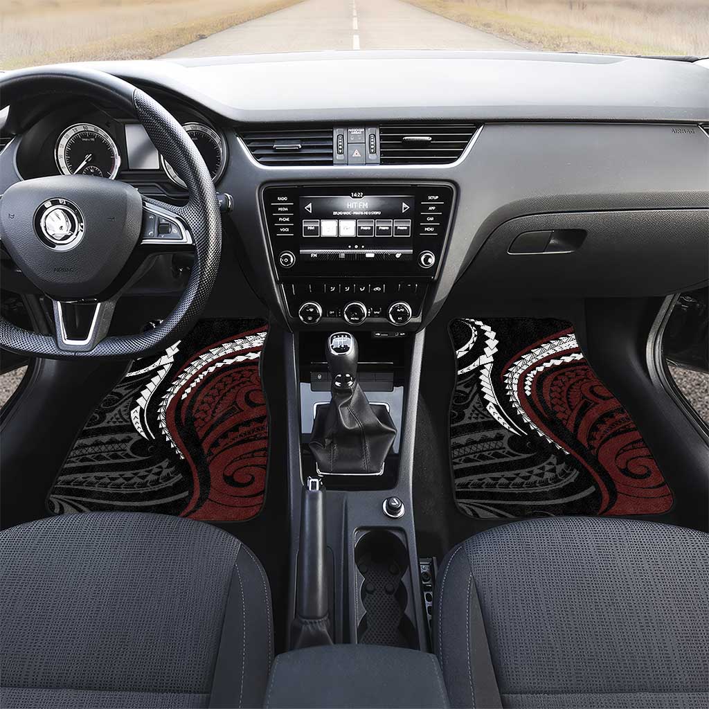 Polynesian Oxblood Line Art Tribal Tattoo Car Mats