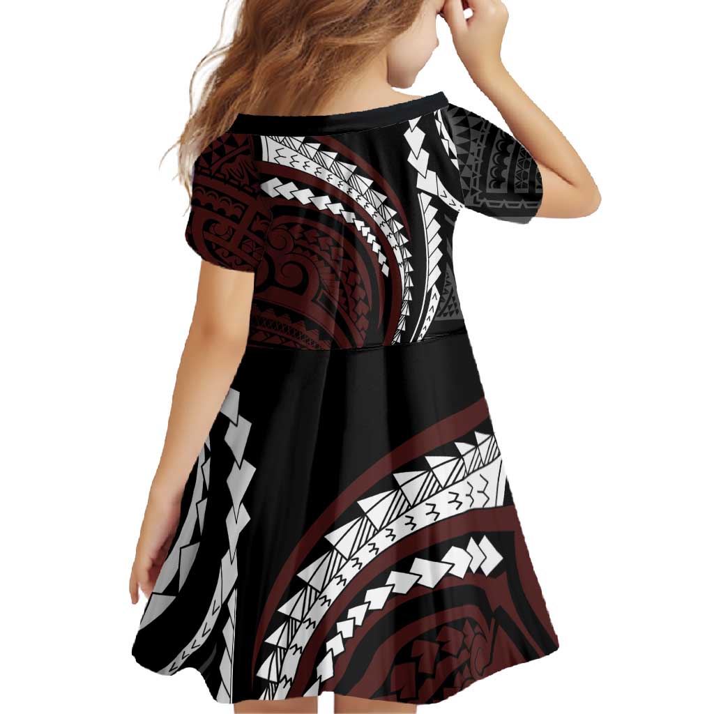 Polynesian Oxblood Line Art Tribal Tattoo Family Matching Mermaid Dress and Hawaiian Shirt