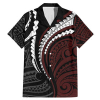 Polynesian Oxblood Line Art Tribal Tattoo Family Matching Mermaid Dress and Hawaiian Shirt