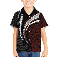 Polynesian Oxblood Line Art Tribal Tattoo Family Matching Short Sleeve Bodycon Dress and Hawaiian Shirt