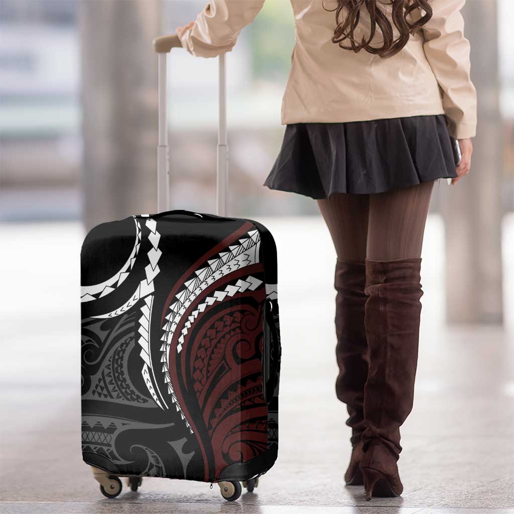 Polynesian Oxblood Line Art Tribal Tattoo Luggage Cover LT9 - Polynesian Pride