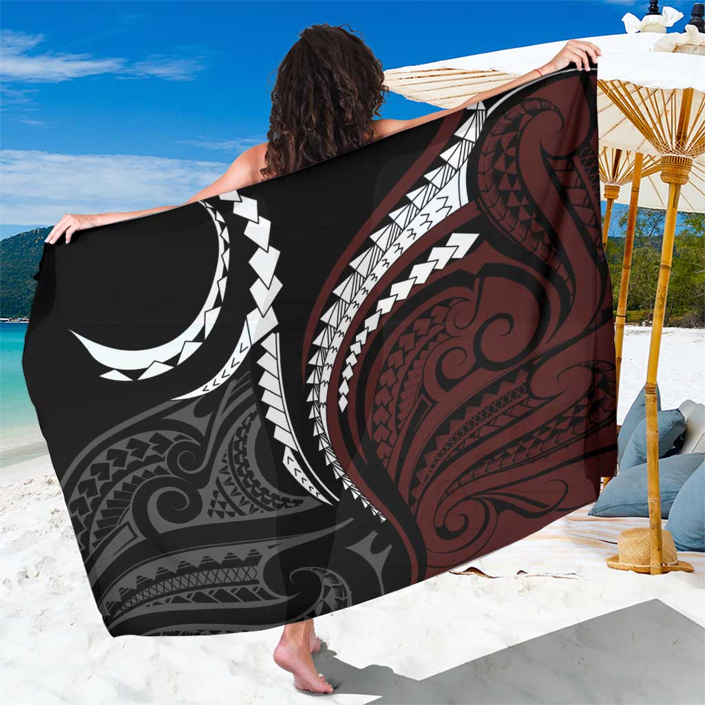 Polynesian Oxblood Line Art Tribal Tattoo Sarong