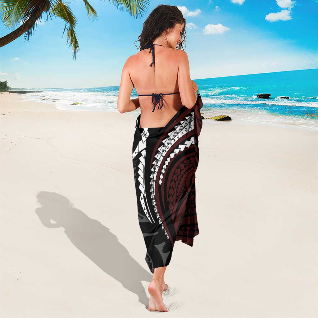 Polynesian Oxblood Line Art Tribal Tattoo Sarong