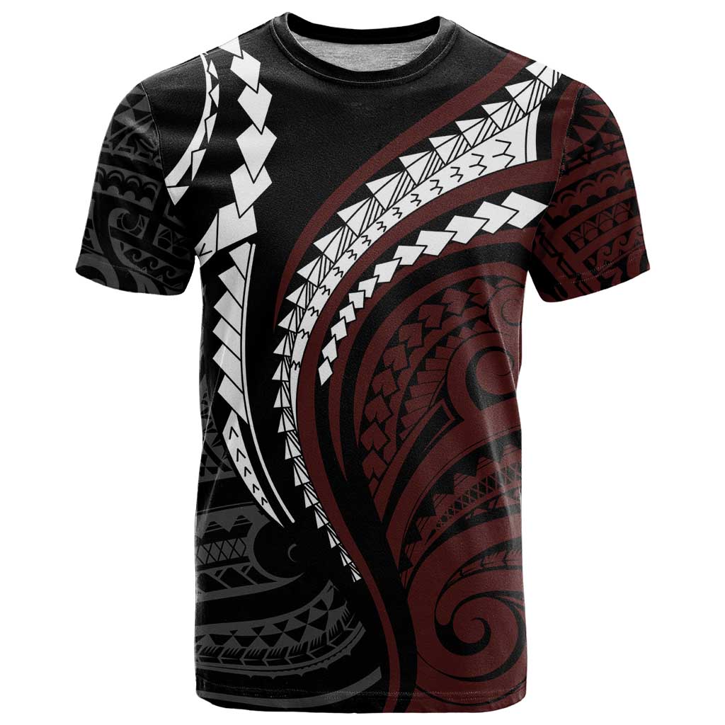 Polynesian Oxblood Line Art Tribal Tattoo T Shirt LT9 Beige - Polynesian Pride