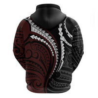 Polynesian Oxblood Line Art Tribal Tattoo Zip Hoodie