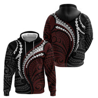 Polynesian Oxblood Line Art Tribal Tattoo Zip Hoodie