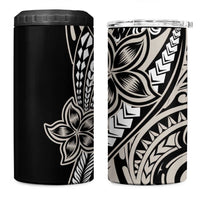 Polynesian Plumeria Floral Tattoo Pattern 4 in 1 Can Cooler Tumbler Beige Style