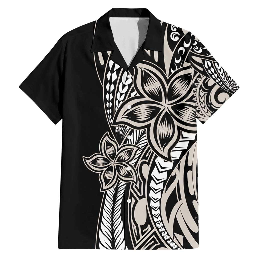 Polynesian Plumeria Floral Tattoo Pattern Family Matching Mermaid Dress and Hawaiian Shirt Beige Style