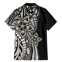 Polynesian Plumeria Floral Tattoo Pattern Family Matching Mermaid Dress and Hawaiian Shirt Beige Style