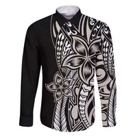 Polynesian Plumeria Floral Tattoo Pattern Family Matching Mermaid Dress and Hawaiian Shirt Beige Style