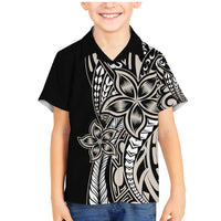 Polynesian Plumeria Floral Tattoo Pattern Family Matching Mermaid Dress and Hawaiian Shirt Beige Style