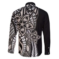 Polynesian Plumeria Floral Tattoo Pattern Family Matching Tank Maxi Dress and Hawaiian Shirt Beige Style
