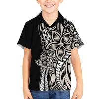 Polynesian Plumeria Floral Tattoo Pattern Kid Hawaiian Shirt Beige Style LT9 Kid Beige - Polynesian Pride