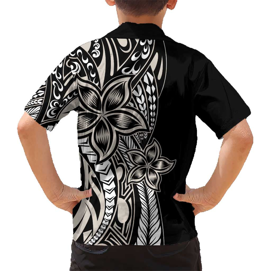 Polynesian Plumeria Floral Tattoo Pattern Kid Hawaiian Shirt Beige Style LT9 - Polynesian Pride