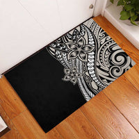 Polynesian Plumeria Floral Tattoo Pattern Rubber Doormat Beige Style