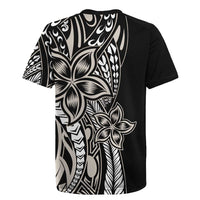 Polynesian Plumeria Floral Tattoo Pattern Rugby Jersey Beige Style