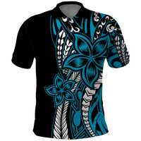 Polynesian Plumeria Floral Tattoo Pattern Polo Shirt Blue Style LT9 Blue - Polynesian Pride