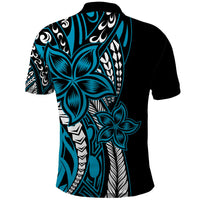 Polynesian Plumeria Floral Tattoo Pattern Polo Shirt Blue Style LT9 - Polynesian Pride