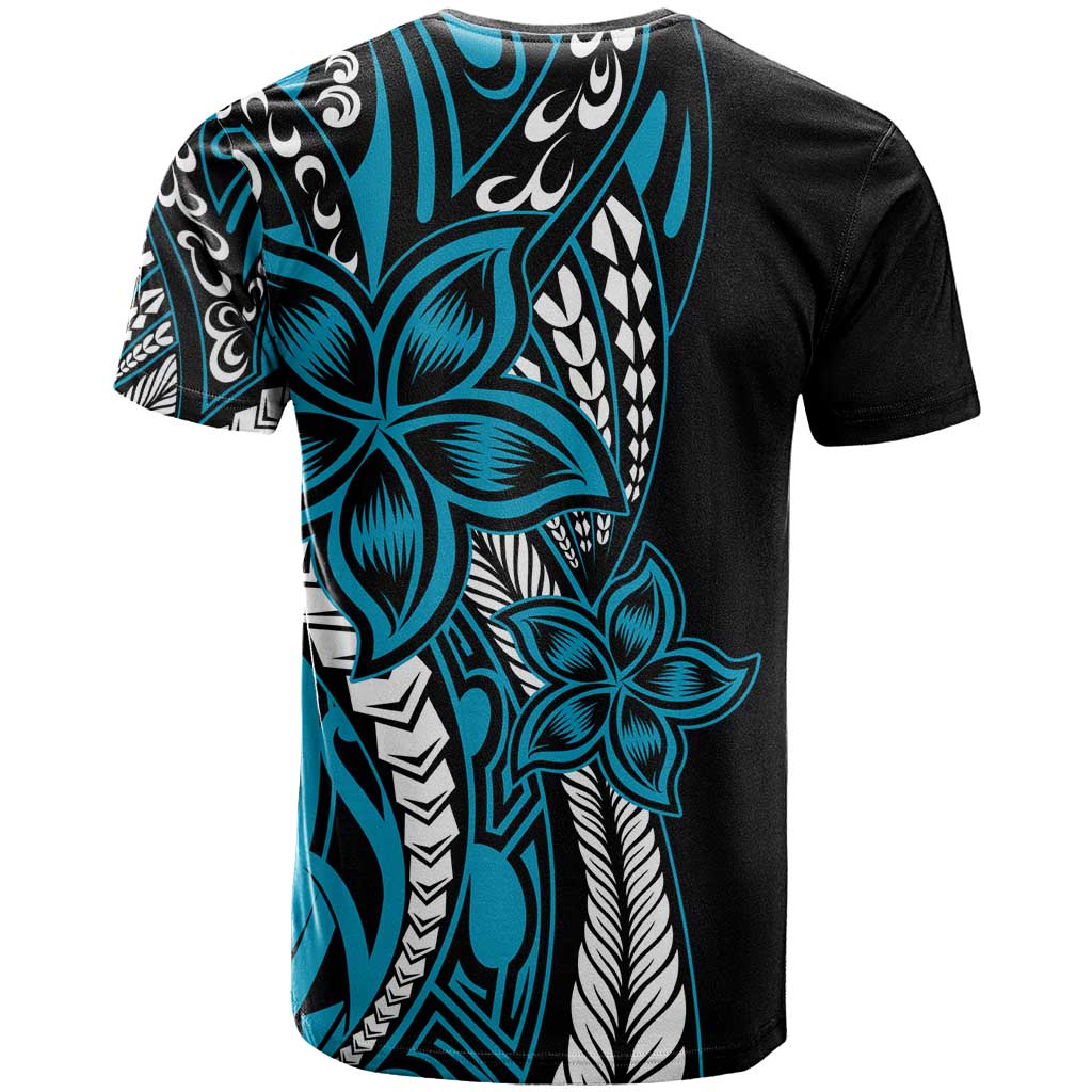 Polynesian Plumeria Floral Tattoo Pattern T Shirt Blue Style LT9 - Polynesian Pride