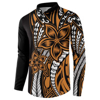 Polynesian Plumeria Floral Tattoo Pattern Button Sweatshirt Gold Style