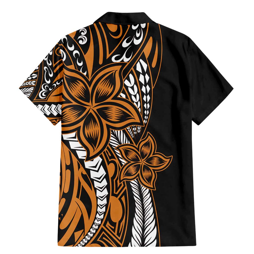 Polynesian Plumeria Floral Tattoo Pattern Family Matching Mermaid Dress and Hawaiian Shirt Gold Style