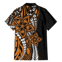 Polynesian Plumeria Floral Tattoo Pattern Family Matching Mermaid Dress and Hawaiian Shirt Gold Style